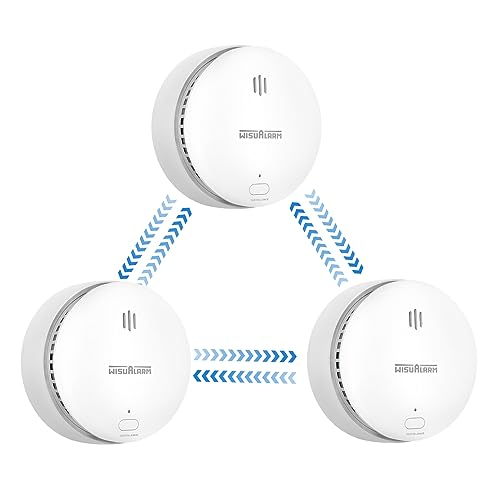 Detector de Humo, Alarma de Humo Pre enlazada, Detector de Humo Inalámbrico con Batería de 10 Años, Alarmas de Incendio Interconectadas para el Hogar, Cumple con EN14604 (3pcs)