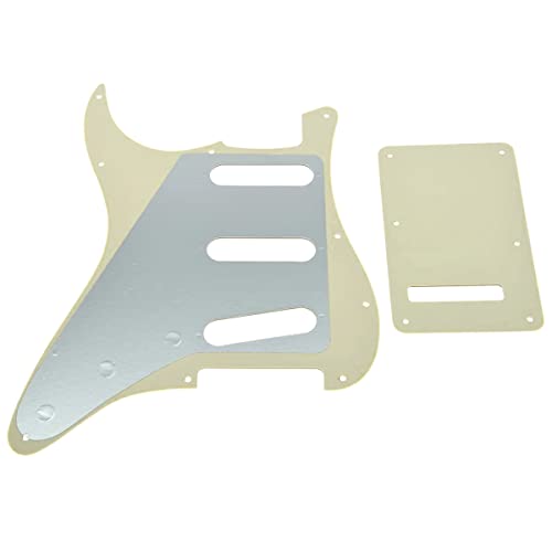 Kaish 11 Hole St/Strat Style Pickguard Sss Pick Guard With St Back Plate Tremolo Trem Cover For Stratocaster/Strat Made In Usa/Mexico Aged White 3 Ply #TOP1