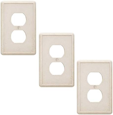 Questech Décor Single Duplex Electrical Outlet Cover Wall Plate, 1-Gang Single Switch Plate Standard Size Receptacle Cover, Decorative Wall Plate Tumbled Texture, Sand, 3 Pack