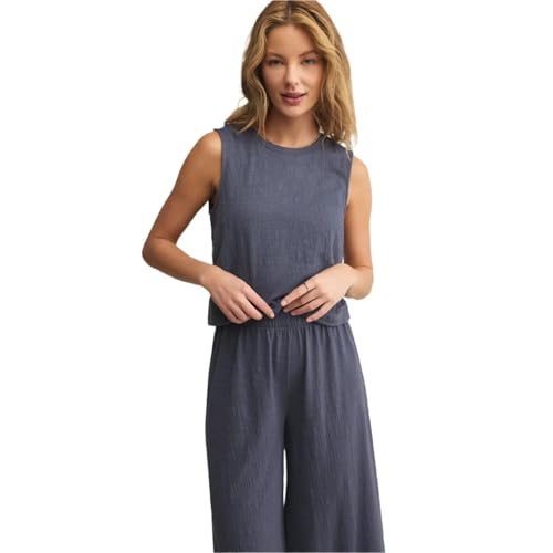 sloane textured slub top | blue at Amazon Women's Clothing store