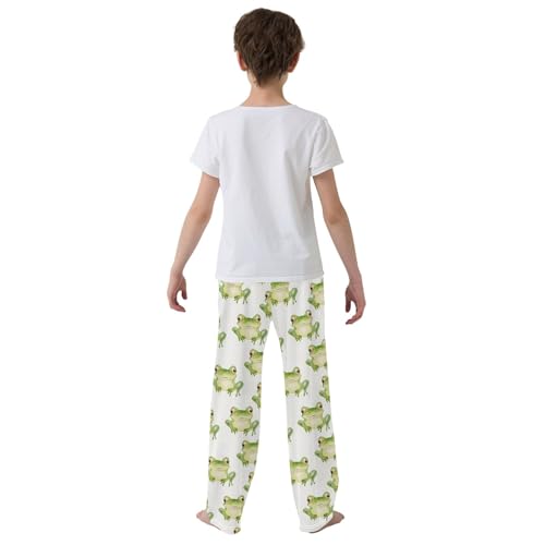 senya Frog Watercolor White Long Pajama Pants Bottoms Soft Sleepwear with Pockets3