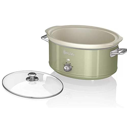 Mijoteuse Swan Retro 6,5L - Céramique Anti-adhésive - 3 Températures + Maintien Au Chaud - Design Vintage - 320W