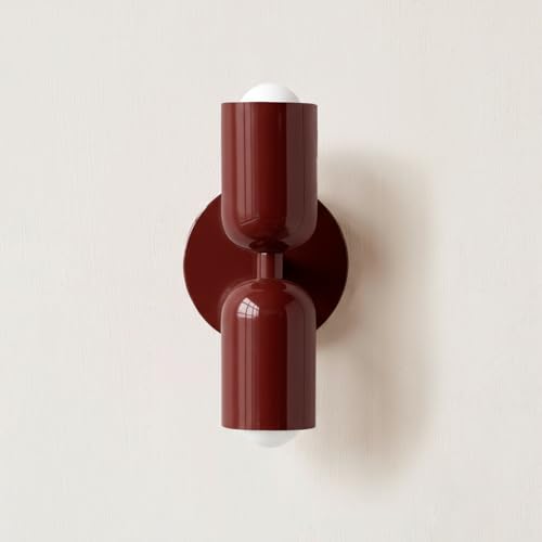 niuniaj Aplique de Pared Interior,Lámparas de Pared 20CM,E27 Lámpara,2 Llamas iluminación arriba y abajo,Aplique pared Moderna Borgoña para Salón Dormitorio Pasillo Balcón Escalera Oficina Tocador