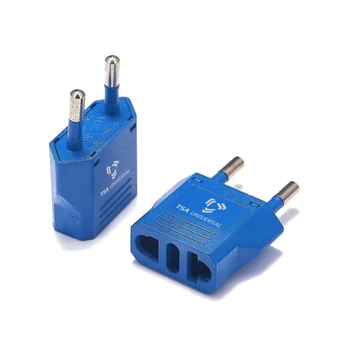 United States to Greece Travel Power Adapter to Connect North American Electrical Plugs to Greek Outlets for Cell Phones, Tablets, Laptops, eReaders, and More (2-Pack, Blue)