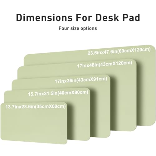 Image of Aothia Faux Leather Desk Mat - Large Mouse Pad, Non-Slip PU Leather Blotter, Waterproof Writing Surface for Office and Home (Grass Green, 47.2 inch x 23.6 inch)