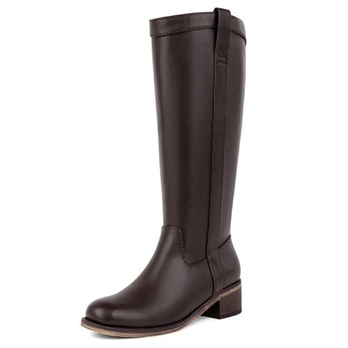 Image of QIY Knee High Boots for Women Low Heel Flat Tall Boots