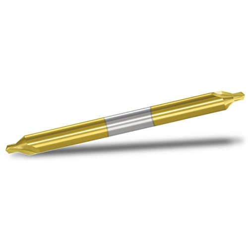 No.2 Solid Carbide Center Drill, Long,60 Degree Included Angle, TiN