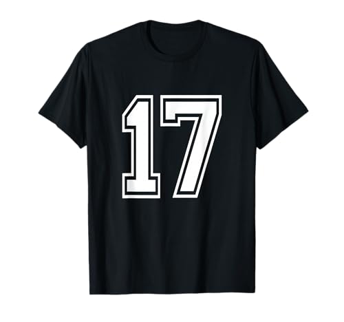 Number 17 Varsity Sports Team Jersey 17th Birthday 17 Years T-Shirt