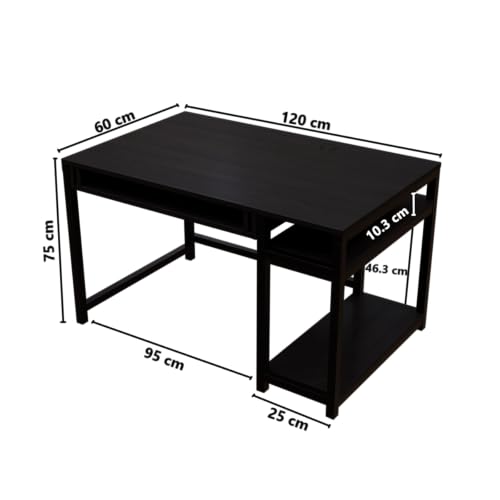 Image of Riyan Luxiwood Carter Computer Table with or Without Keyboard Tray I Made MDF I Large Study Table Size 120x60x75 Cm (with Keyboard Tray, Brown)