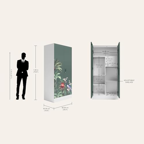 Image of Interio by Godrej Slimline 2-Door Digital Printed Steel Almirah (Enchanted Forest Tree Mist), 1-Year Warranty, 1 Locker