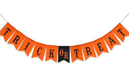 Whaline Halloween Burlap Banner Black Orange TRICK OR TREAT Bunti...