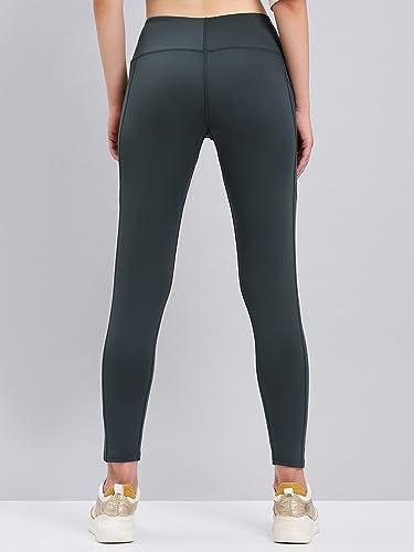 Image of TECHNOSPORT Womens Skinny Fit ActivewearSolid Tights for Running, Gym and Sports