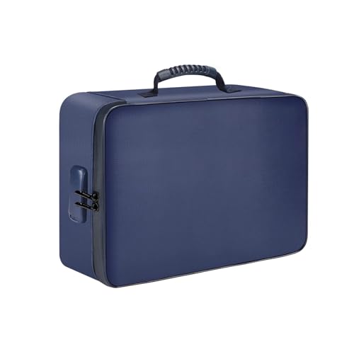 QUINTRA Porte-documents ignifuge à 3 couches avec fermeture éclair imperméable, sac organisateur de voyage pour ordinateur portable, documents, certificats, cadeaux (marine, taille unique)