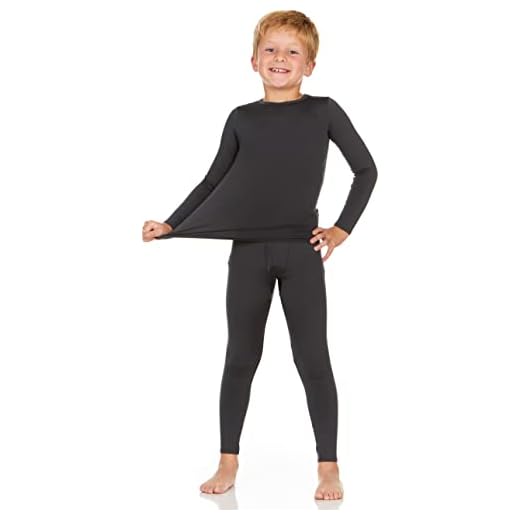 Thermajohn Thermal Underwear for Kids, Boys Thermal Underwear Set, Base Layers for Skiing, Long Johns for Boys Kids (Charcoal, Small)