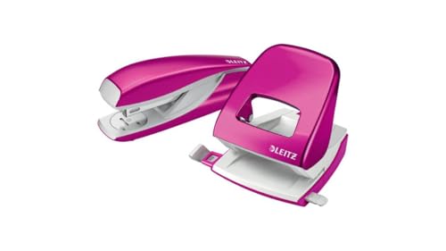 Esselte Leitz Locher NeXXt 5008 und Heftgerät NeXXt 5502 im Set, pink metallic
