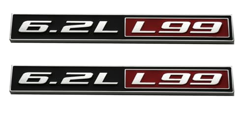 Image of 2pcs 6.2L Liter L99 Real Engine Hood Emblem Badge Nameplate Crate Replacement for Universal Cars (Chrome Red), EI-SilveCutom#2
