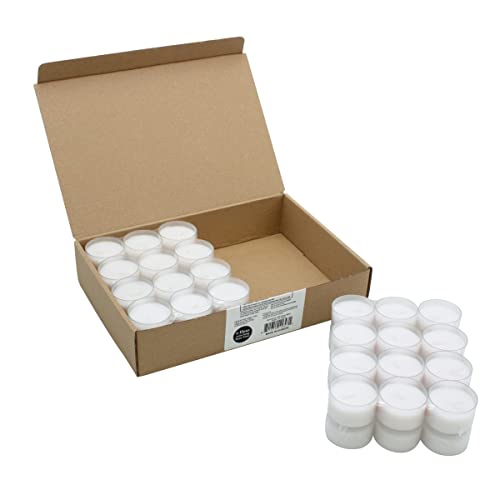Image of Stonebriar 48 Count White Unscented Smokeless Long Burning Clear Cup Tea Light Candles with 6 to 7 Hour Burn Time