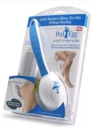 The Ultimate Foot File Pedicure Tool - Pedicure Egg with Handle & 2 Pads - Gently Removes Callous Dry Skin - Traps Shavings - No Mess - Ergonomic Design - Stainless Steel Precision Micro Files