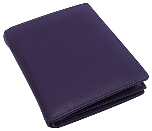 MARSHAL Bifold Genuine Leather RFID Blocking Wallet For Men Card Slots, 2 Bill Compartments, ID Windows, Money, (CN Purple)4