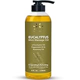 AVD Organics Eucalyptus Mint Massage Oil (236ml) – Invigorating, Refreshing & Cooling – Blend of Eucalyptus, Sesame & Coconut Oil | Ideal for Relaxing Full Body Massage & Aromatherapy – For All Skin Types, Men & Women – 8 fl oz