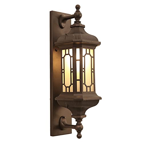CHUNGYANG Aplique de pared impermeable IP44 para balcón, pasillo, villa, paisaje, farol de pared, para patio, puerta de entrada, pasillo, jardín simple E27