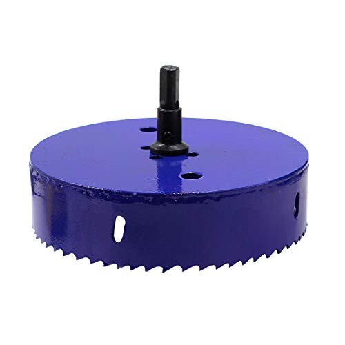 Luomorgo 5 1/2 inch 140mm Hole Saw, 1 1/4 inch Cutting Depth HSS Bi-Metal Hole Cutter with Hex Shank Drill Bit Adapter for Wood Cornhole Boards Plastic Drywall Fiberboard