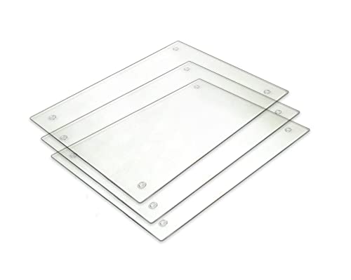 Image of Tempered Glass Cutting Board Long Lasting Clear Glass Scratch, Heat, Shatter Resistant, Dishwasher Safe. (3 Rectangle 10x7 inch)