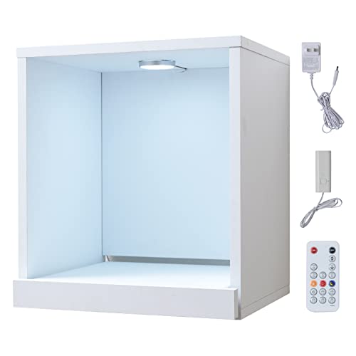 SemiSta LED付き キューブボックスα アクア 本体 アクアリウム おしゃれ メダカ 水槽収納 室内 レイアウト 30cm インテリア コンパクト 木製 台座 ホワイト