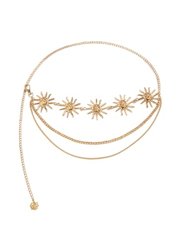 GORGLITTER Women's Sun Pendant Waist Belt Rave Outfits Party Body Accessories