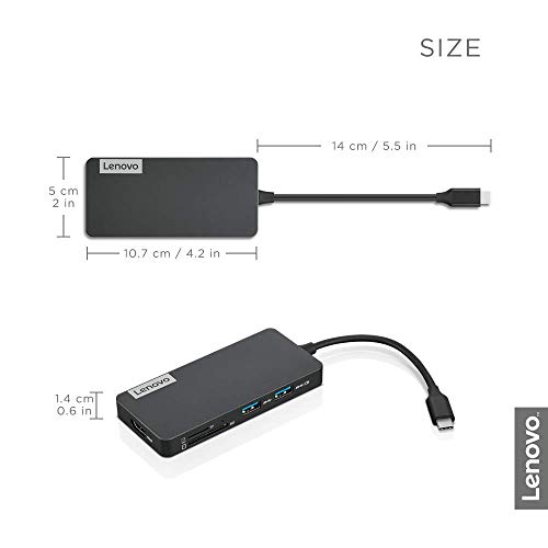 Image of Lenovo USB-C 7-in-1 Hub & Sceptre 24 inch Professional Thin 75Hz 1080p LED Monitor 2X HDMI VGA Build-in Speakers, Machine Black (E248W-19203R Series)