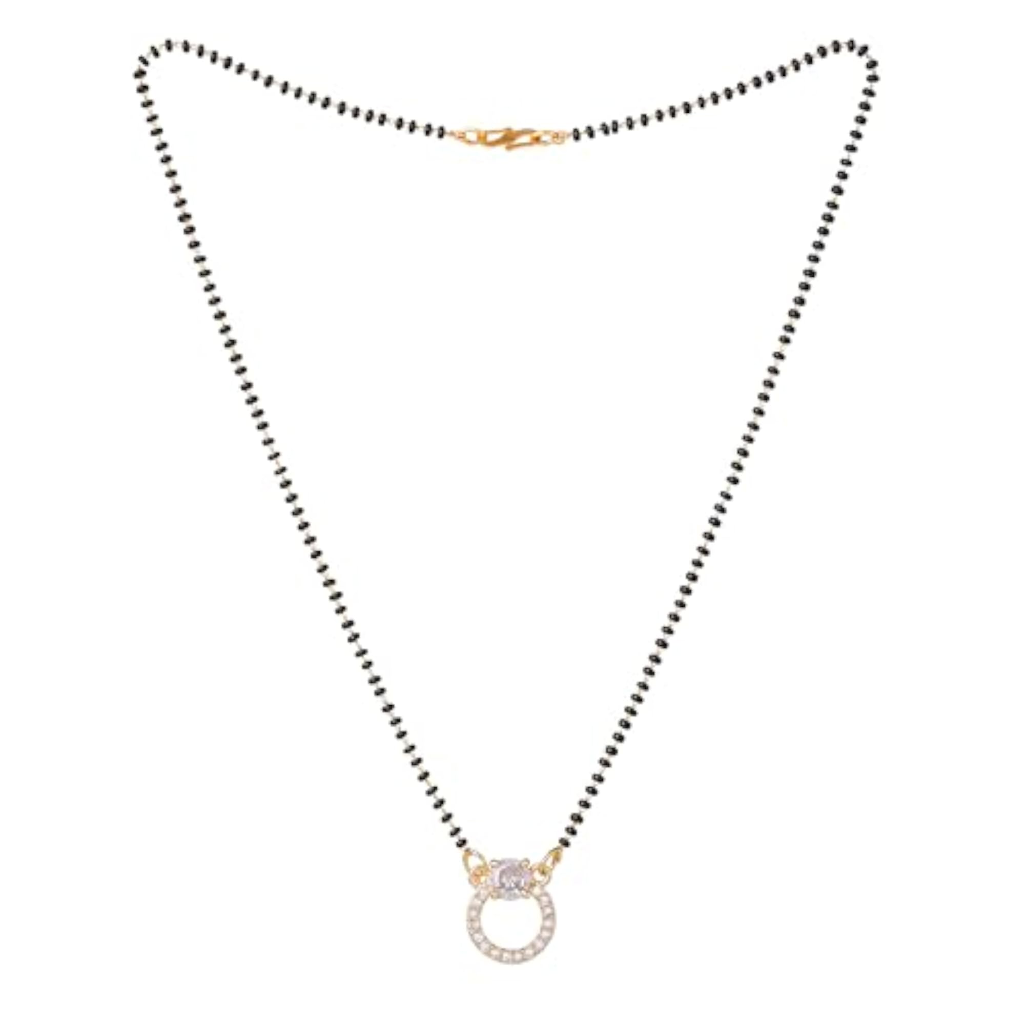 Women's Gold Plated Opulent Circular Pendant Mangalsutra