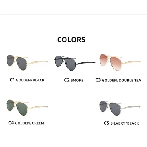 willochra Oversized Pilot Sunglasses Women Vintage Metal Frame Oval Shades Eyewear For Men Double Beam Sunglass UV4003