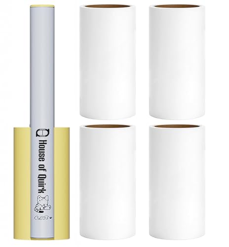 Image of House of Quirk Portable Lint Roller for Pet Hair - 4-Pack, 240 Sheets Total (60 Sheets Each), Hair Remover for Clothes & Furniture, Dogs & Cats (Yellow /Blue)