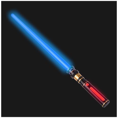 PremToytics Light Up LED Saber Light Swords with FX Sound and Realistic Handle Blue Red Green Yellow Expandable Sabre for Halloween Dress Up Parties Birthday Christmas Galaxy War Fighters (Blue)