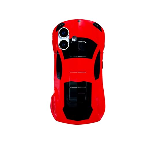 Sepvaptfx Case for iPhone 16 for Teen Boys Girls, 3D Race Sport Car Design iPhone16 Phone Cover Kids, Cute Cool Sturdy Soft iPhone 16 Cover (Red Car)