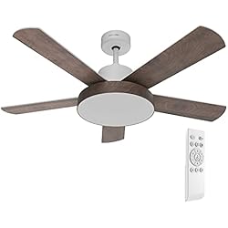 Ventilador Inspire Ana UNIVERSALBLUE | Ventilador de Techo con Luz LED Silencioso | Mando a Distancia | 5 Aspas Reversibles | Diámetro 122 cm | Potencia 60 W | Temporizador | Motor DC | 6 Velocidades | Blanco