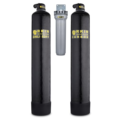 RKIN OnliSoft Pro Salt-Free Water Conditioner and Whole House Carbon Filter System for 2-5 Bathroom Home