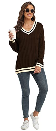 VIISHOW Women's Casual Long Sleeve V Neck Vintage Preppy Streetwear Sweater3