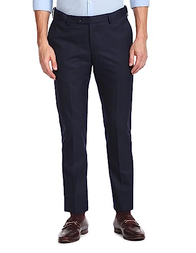 Image of Arrow Men's Solid Twill Wool Blend Slim Fit Trousers