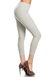 Leggings Depot Women's Cotton Spandex Leggings, Capri, Heather Gray, Medium
