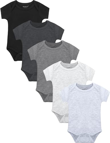 Image of BestSoul Baby Solid Bodysuit - Super Soft Rayon made from Bamboo - Short Sleeve Long Sleeve Newborn Infant Boy Girl - 5-Pack