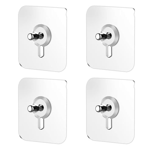 Image of Drill Free Adhesive Hooks,Heavy Duty Picture Hangers Without Nails,Adhesive Wall Hooks for Kitchen & Bathroom,Wall Mount No Drill Screw Stickers for Hanging Picture Frame (4, 2.36*2.36 inch)