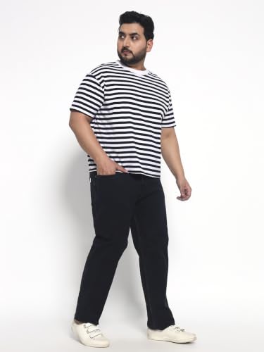 Image of Cotton Comfort Fit Jeans for Men | Full-Length Solid Denim Pants with Button Closure, Embroidered Design, Mid-Rise Casual Trousers for Daily | Classic Jeans for Office Bottoms (DI-249)