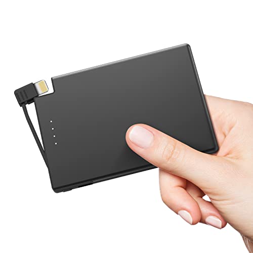 Auskang Mini Power Bank, Portable Charger with Built-in Cable, Small External Battery Pack Compatible with iPhone (excluding iPhone 15 series)