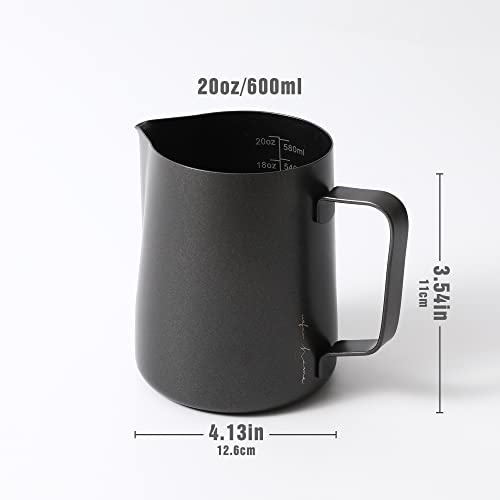 Milk Frothing Pitcher 12Oz 20Oz(350Ml 600Ml) 304 Stainless Steel Espresso Steaming Pitchers Barista Cup For Making Coffee Cappuccino Precision Latte Barista Art, Matte Finish (20 Oz) #TOP3