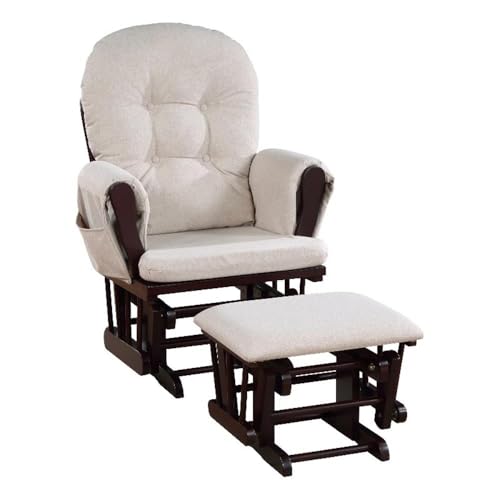 Image of Suite Bebe Mason Nursery Rocking Chair with Ottoman, Wooden Glider for Baby Nursing, Smooth Gliding Rocker, Espresso and Latte