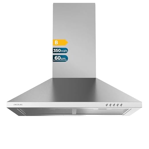 Cecotec Campana Extractora Piramidal de 60cm Bolero Flux PM 603500 Inox B. Motor 65W, Acabado Inox, Succión 350m3/h, Control Mecánico, 3 Niveles de Potencia, Luz y Filtro de Carbono