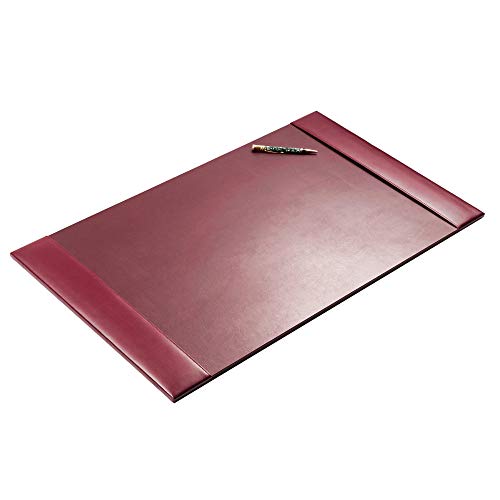 Image of DACASSO Bonded Leather Desk Pad with Side Rails - Luxury Leather Desk Blotter for Writing - Padded Executive Desk Surface Protector - ( Burgundy, 30 inch x 18 inch)