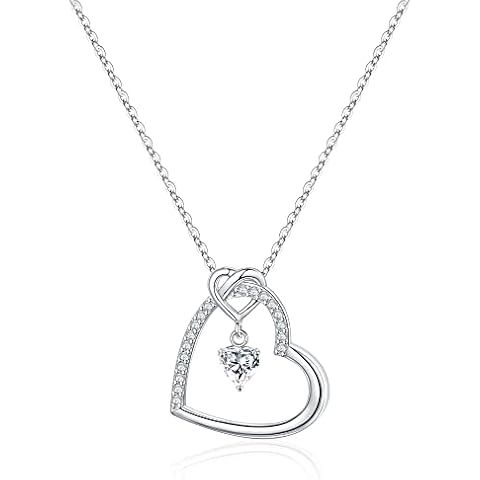 IEFRICH Birthstone Necklace for Women - Sterling Silver Necklace April Birthstone Necklace for Women White Topaz Necklace Birthday Gifts for Women Romantic Gifts Birthstone Necklace for Women Cover