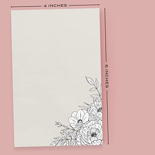 Image of Dashleigh Lux Floral Ivory and Black Notepad, 100 Sheets (4x6 in. - Unlined)